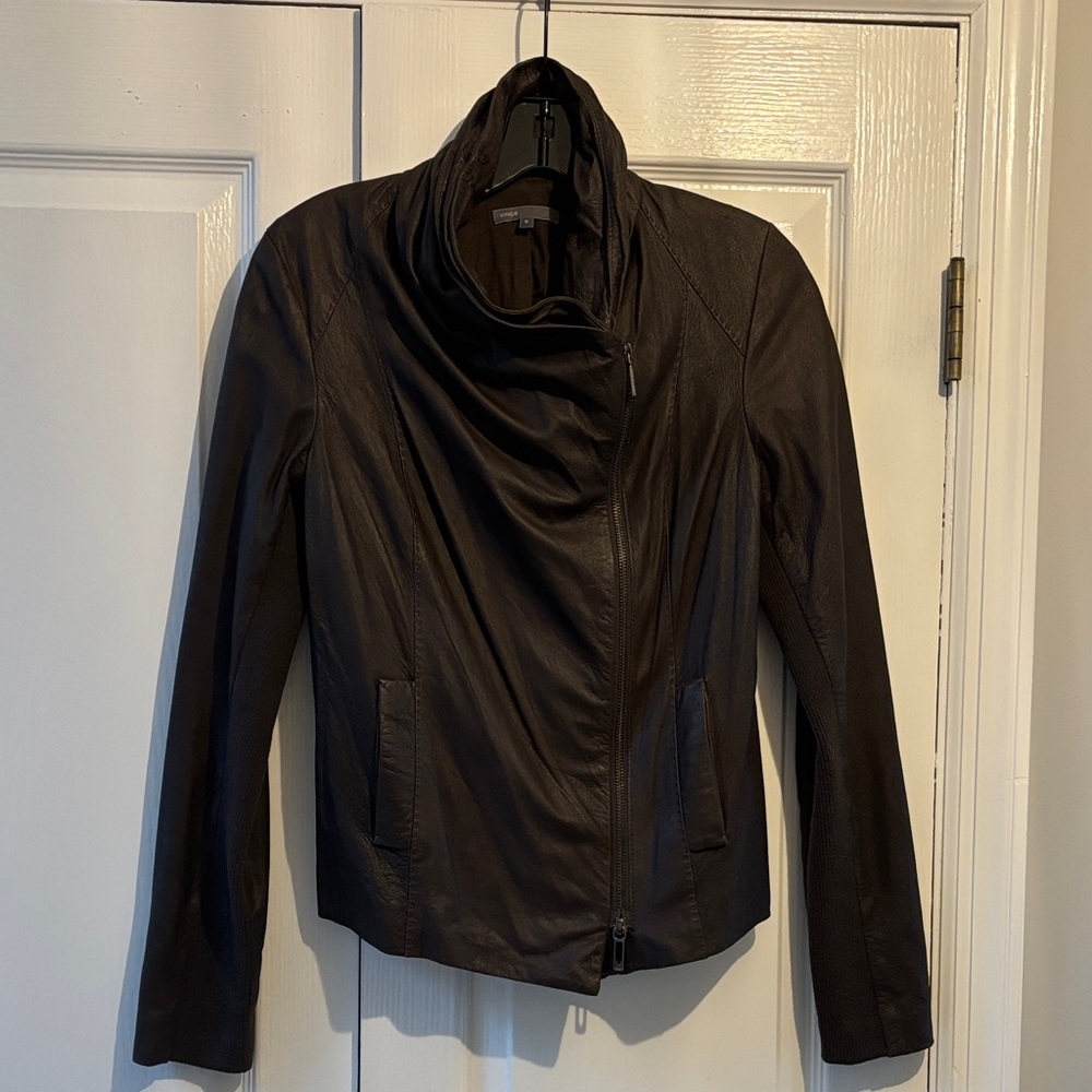 Vince Women's Brown Leather Moto Jacket